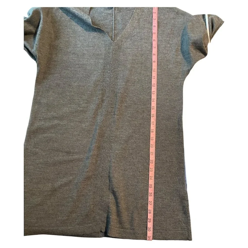 Eileen Fisher 100% Merino Wool V-Neck Tunic Sweater Grey Size Small/Petite